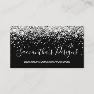 Sparkly Silver Glitter Online Store Black Visitekaartje