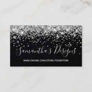 Sparkly Silver Glitter Online Store Premium Black Visitekaartje