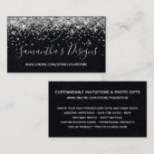 Sparkly Silver Glitter Online Store Premium Black Visitekaartje (Voorkant / Achterkant)