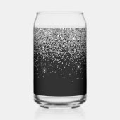 Sparkly Silver Glitter op zwart Blikvorm Glas (Achterkant)