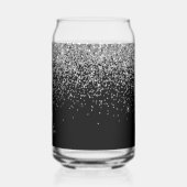 Sparkly Silver Glitter op zwart Blikvorm Glas (Links)