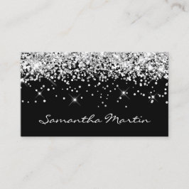 Sparkly Silver Glitter op zwart Visitekaartje