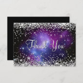 Sparkly Silver Glitter Paars Celestial Bedankkaart (Voorkant / Achterkant)