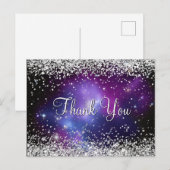 Sparkly Silver Glitter Paars Celestial Hartelijk d Briefkaart (Voorkant / Achterkant)