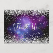 Sparkly Silver Glitter Paars Celestial Hartelijk d Briefkaart (Voorkant)