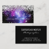 Sparkly Silver Glitter Paars Galaxy Celestial Visitekaartje (Voorkant / Achterkant)