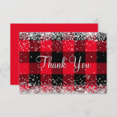 Sparkly Silver Glitter Red Buffalo Bedankkaart (Voorkant / Achterkant)
