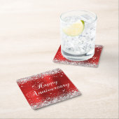 Sparkly Silver Glitter Red Folie Happy Jubileum Kartonnen Onderzetters (Insitu)