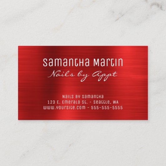 Sparkly Silver Glitter Red Folie Visitekaartje (Achterkant)