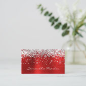 Sparkly Silver Glitter Red Folie Visitekaartje (Staand voorkant)