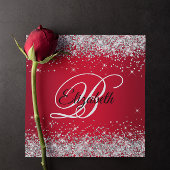 Sparkly Silver Glitter Red Ombre 50th Birthday Kaart