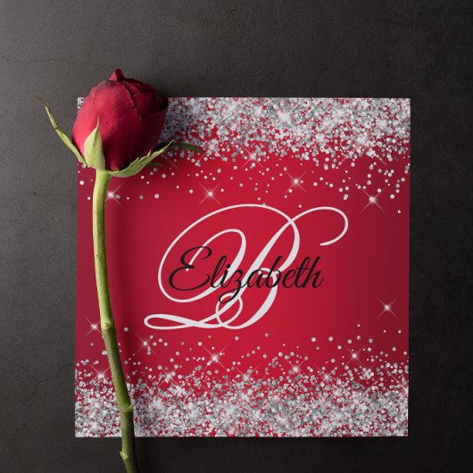Sparkly Silver Glitter Red Ombre 70th Birthday Kaart