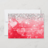 Sparkly Silver Glitter Red Roze Gradiënt Heet Bedankkaart (Achterkant)