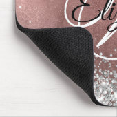 Sparkly Silver Glitter Roos Blush Folie Monogram Muismat (Hoek)