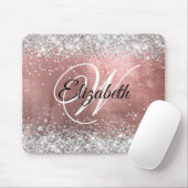 Sparkly Silver Glitter Roos Blush Folie Monogram Muismat (Met muis)