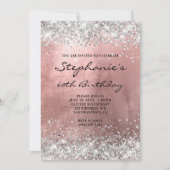 Sparkly Silver Glitter Roos Gold Foil Birthday Kaart (Voorkant)
