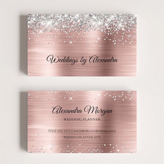 Sparkly Silver Glitter Roos Gold Satin Ombre Folie Visitekaartje