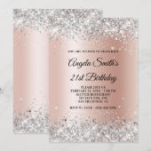 Sparkly Silver Glitter Roos Gold Shimmer Birthday Kaart (Voorkant / Achterkant)