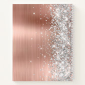 Sparkly Silver Glitter Roos Gouden Glam Girly Naam Notitieboek (Achterkant)