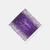 Sparkly Silver Glitter Royal Paars 30th Birthday Servet (Hoek)