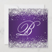 Sparkly Silver Glitter Royal Paars 70th Birthday Kaart (Achterkant)