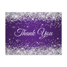 Sparkly Silver Glitter Royal Paars Dank u