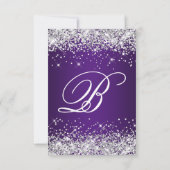 Sparkly Silver Glitter Royal Paars Ombre RSVP Kaartje (Achterkant)