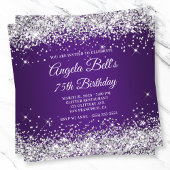 Sparkly Silver Glitter Royal Paarse 75e verjaardag Kaart