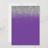 Sparkly Silver Glitter Royal Purple Sweet 16 Kaart (Achterkant)