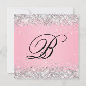 Sparkly Silver Glitter Roze 21e Verjaardag Kaart (Achterkant)