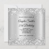 Sparkly Silver Glitter Satin Shimmer 21st Birthday Kaart (Voorkant)