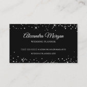 Sparkly Silver Glitter Solid Black Kleur Visitekaartje (Achterkant)