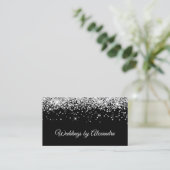 Sparkly Silver Glitter Solid Black Kleur Visitekaartje (Staand voorkant)