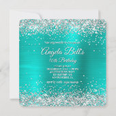 Sparkly Silver Glitter Turquoise Folie Monogrammed Kaart (Achterkant)
