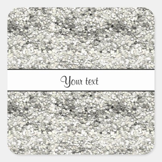 Sparkly Silver Glitter Vierkante Sticker (Voorkant)
