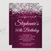 Sparkly Silver Glitter Wine Gradient Kaart (Voorkant / Achterkant)