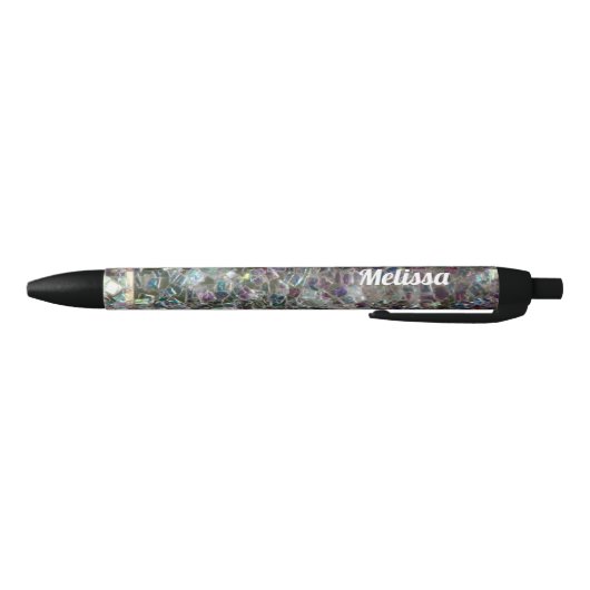 Sparkly Silver grijs mozaïekglitter Personaliseren Zwarte Inkt Pen (Bodem)