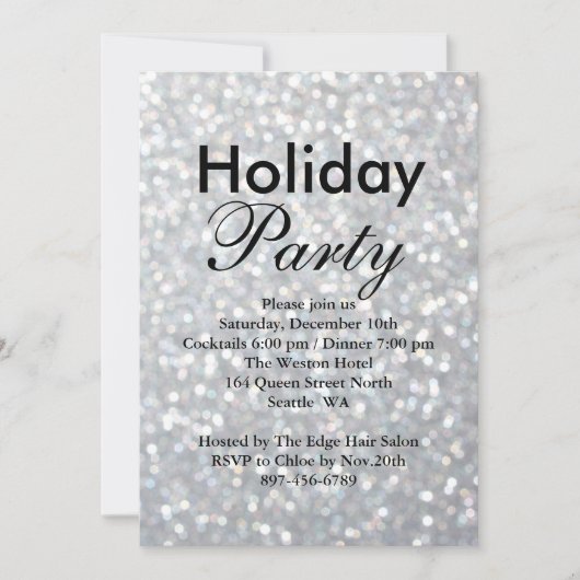 Sparkly Silver Holiday Corporate Invitation Kaart (Voorkant)