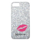 Sparkly Silver iPhone 7 Hoesje met lips (Achterkant)