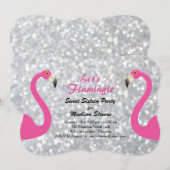 Sparkly Silver Let's Flamingle Sweet Sixteen Kaart (Voorkant / Achterkant)