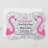 Sparkly Silver Let's Flamingle Sweet Sixteen Kaart (Voorkant)
