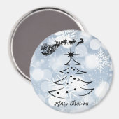 Sparkly Silver met snowflake, kerstman, rendier Magneet (Voorkant / Achterkant)