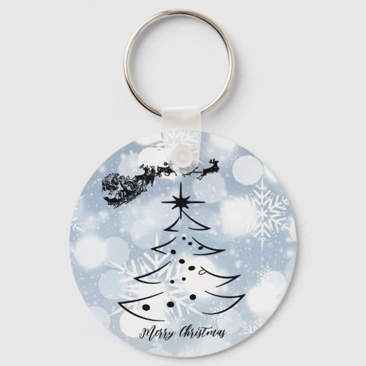 Sparkly Silver met snowflake, kerstman, rendier Sleutelhanger (Voorkant)