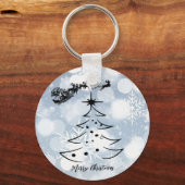 Sparkly Silver met snowflake, kerstman, rendier Sleutelhanger (Voorkant)