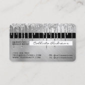 Sparkly Silver Metallic Glitter Drips Credit Visitekaartje (Achterkant)