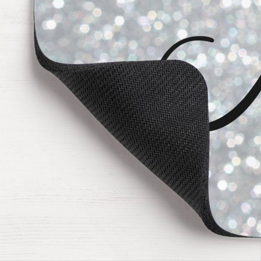 Sparkly Silver Monogram Muismat (Hoek)