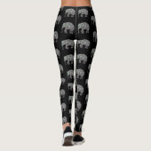 Sparkly Silver Mosaic Elephant-patroon zwart Leggings (Achterkant)