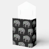Sparkly Silver Mosaic Glitter Elephant Monogram Bedankdoosjes (Geopend)