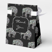 Sparkly Silver Mosaic Glitter Elephant Monogram Bedankdoosjes (Achterkant)