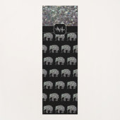 Sparkly Silver Mosaic Glitter Elephant Monogram Yogamat (Voorkant)